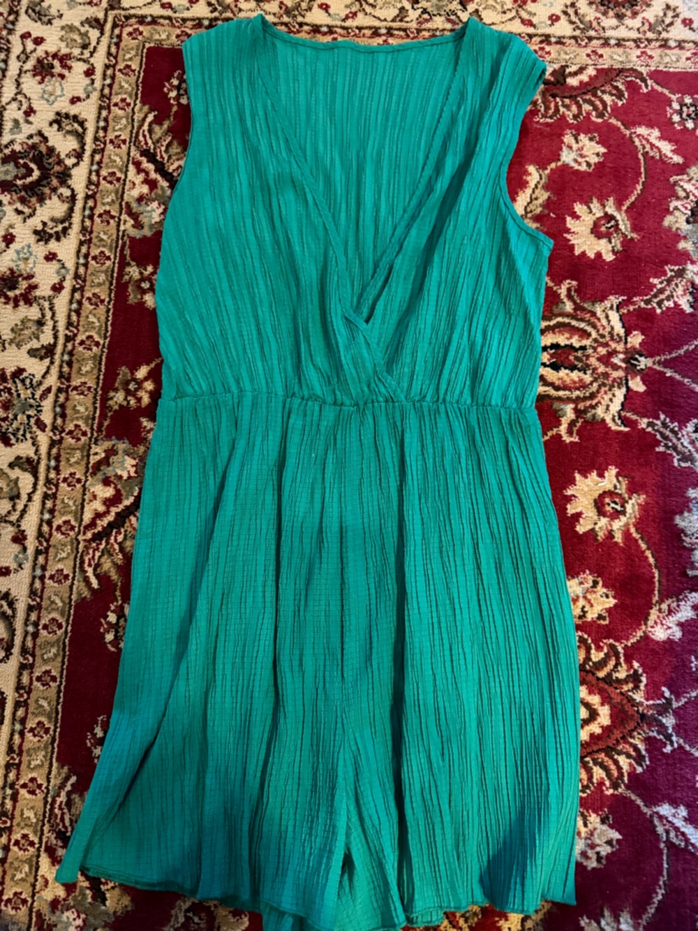 Boutique Green Pleated Women’s Romper- Classic Fit